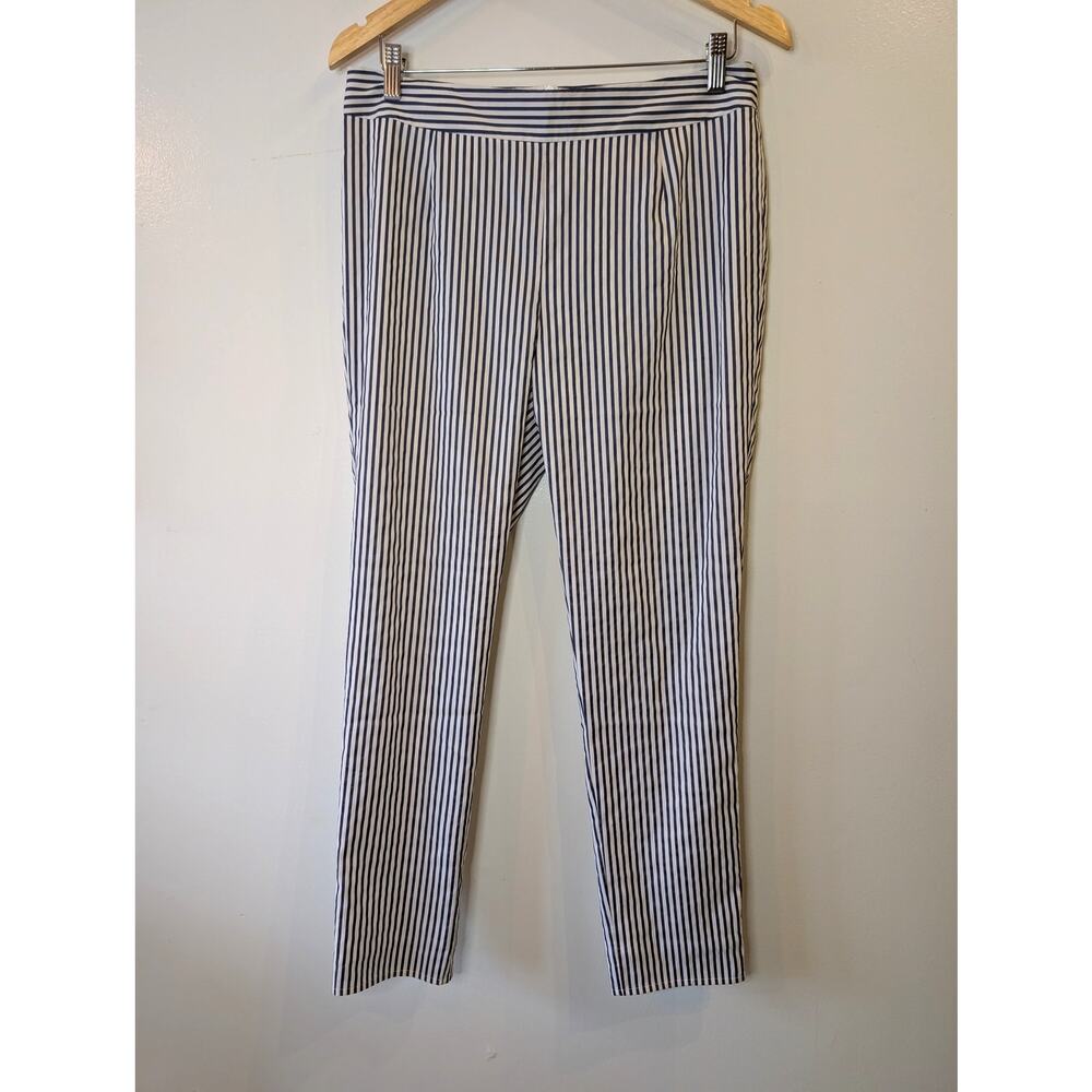 NWT Sail to Sable Navy Stripe Slim Straight Lined Trouser Sz 8 Nautical